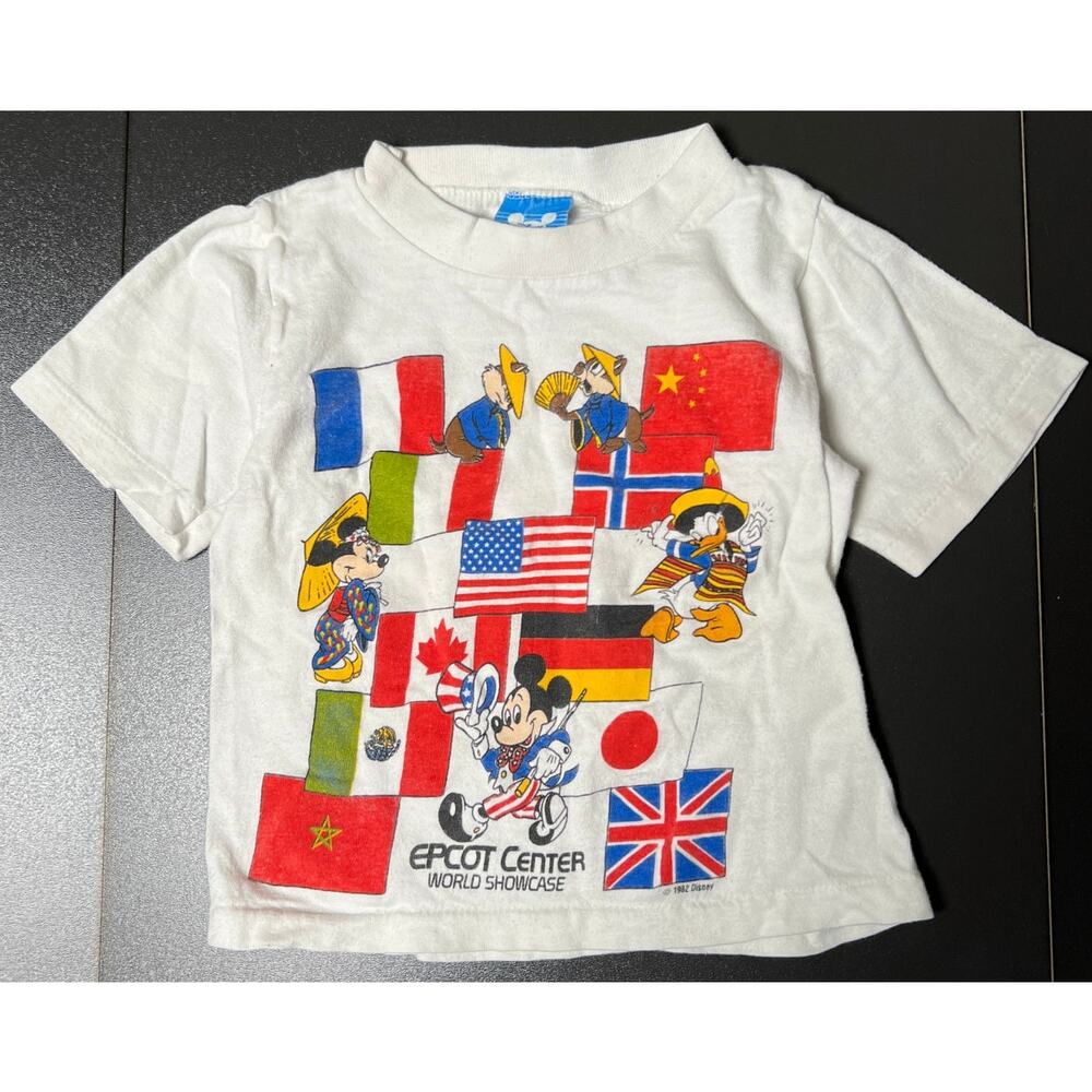 Vintage Disney Epcot Center World Showcase Small Kids White T-shirt